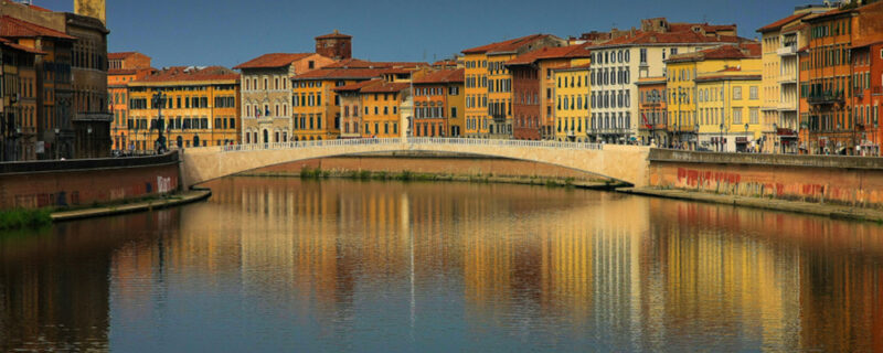 View along the Arno river in Pisa